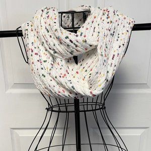 Infinity Scarf new with tags white with multi color dots and soft